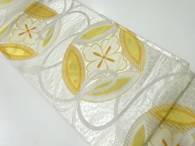 アンティーク　七宝に花模様織出し袋帯（材料）